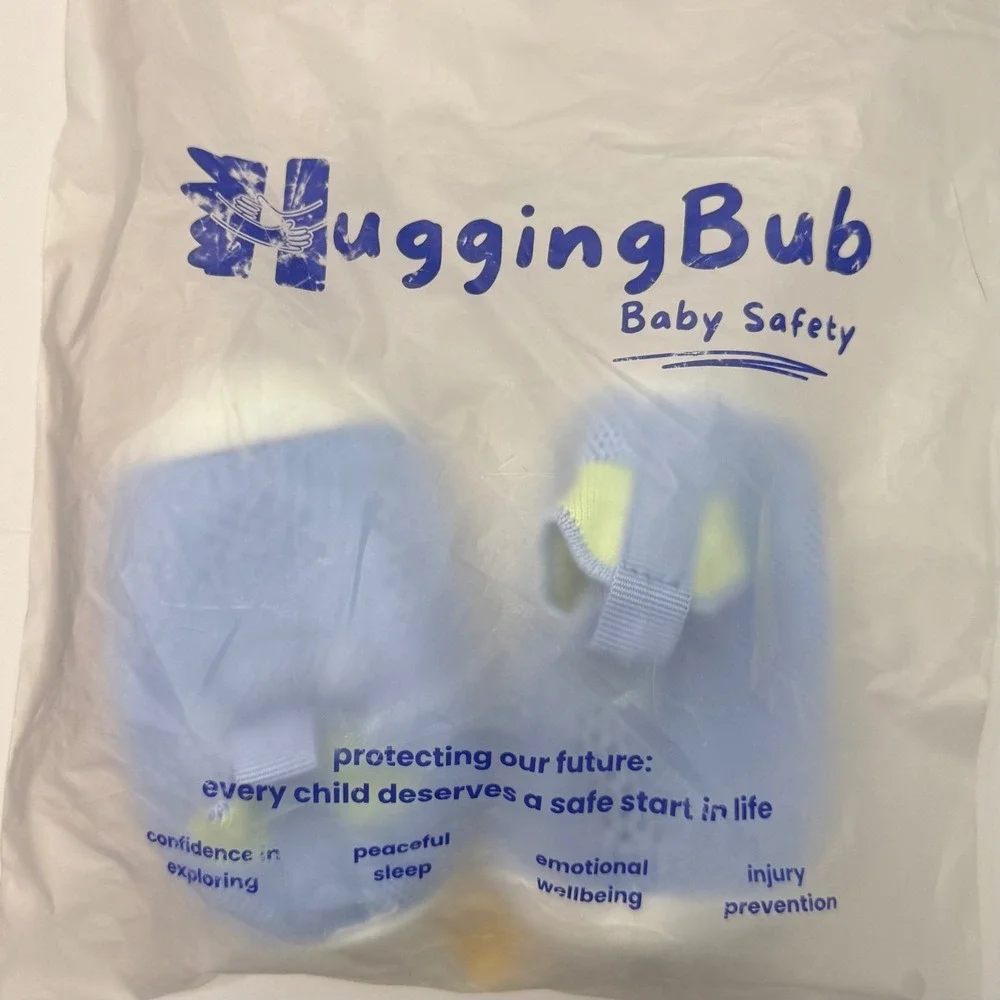 HuggingBub Baby Walking Shoes 12-18M Blue Knit Flexible Sole New